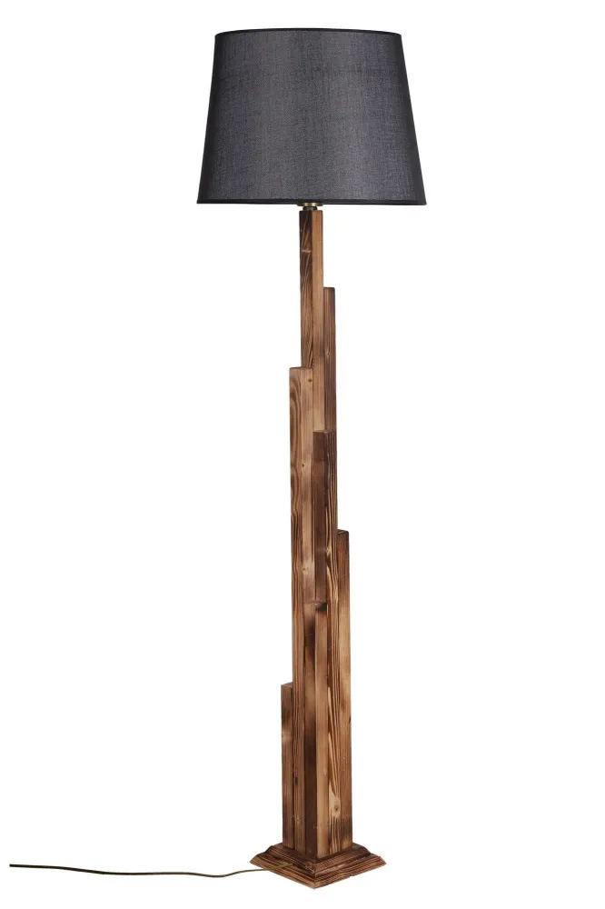 Lampião Picea H175cm Abeto maciço Integral e Tecido Preto com Controle de Intensidade