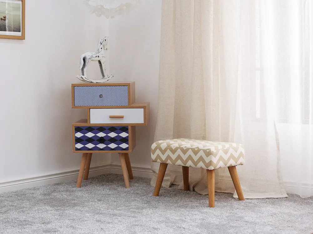 LED de Alta Eficiência Footstool Fabric Tom neutro TAKOMA
