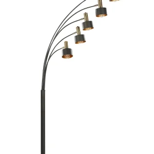 Lâmpada de Cristal Candeeiro de pé em metálico preto e dourado ANBESA