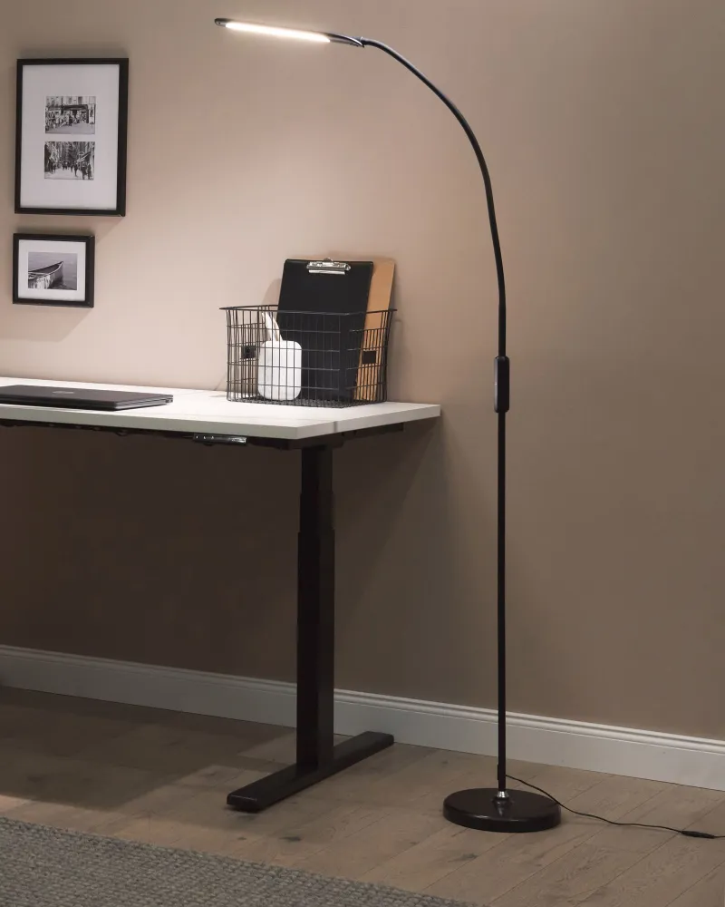 Lâmpada de Leitura Candeeiro de pé LED preto 220 cm YANTIC