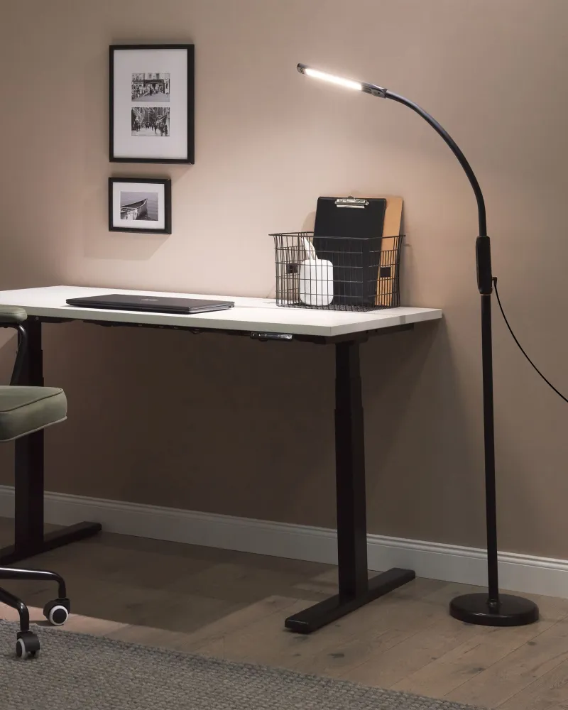 Premium Iluminação Candeeiro de pé LED com controlo remoto preto 174 cm APUS