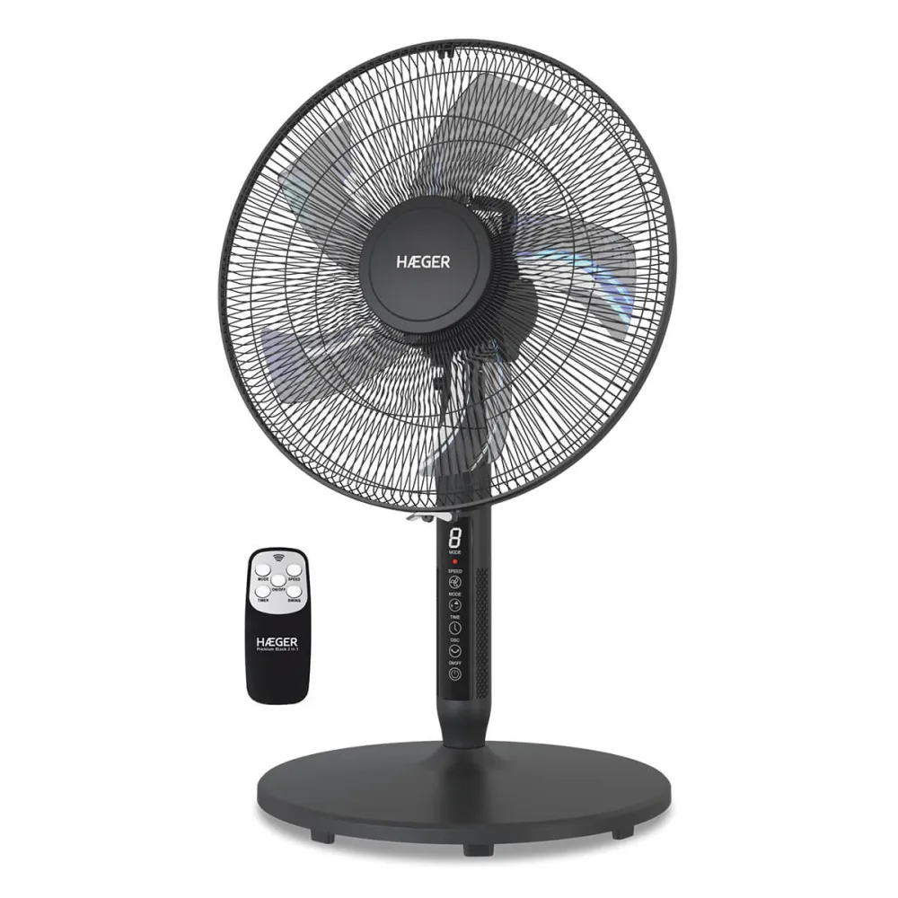 Ventoinha de Pé HAEGER Premium Carvão | 3 Velocidades, 2 em 1, 45cm