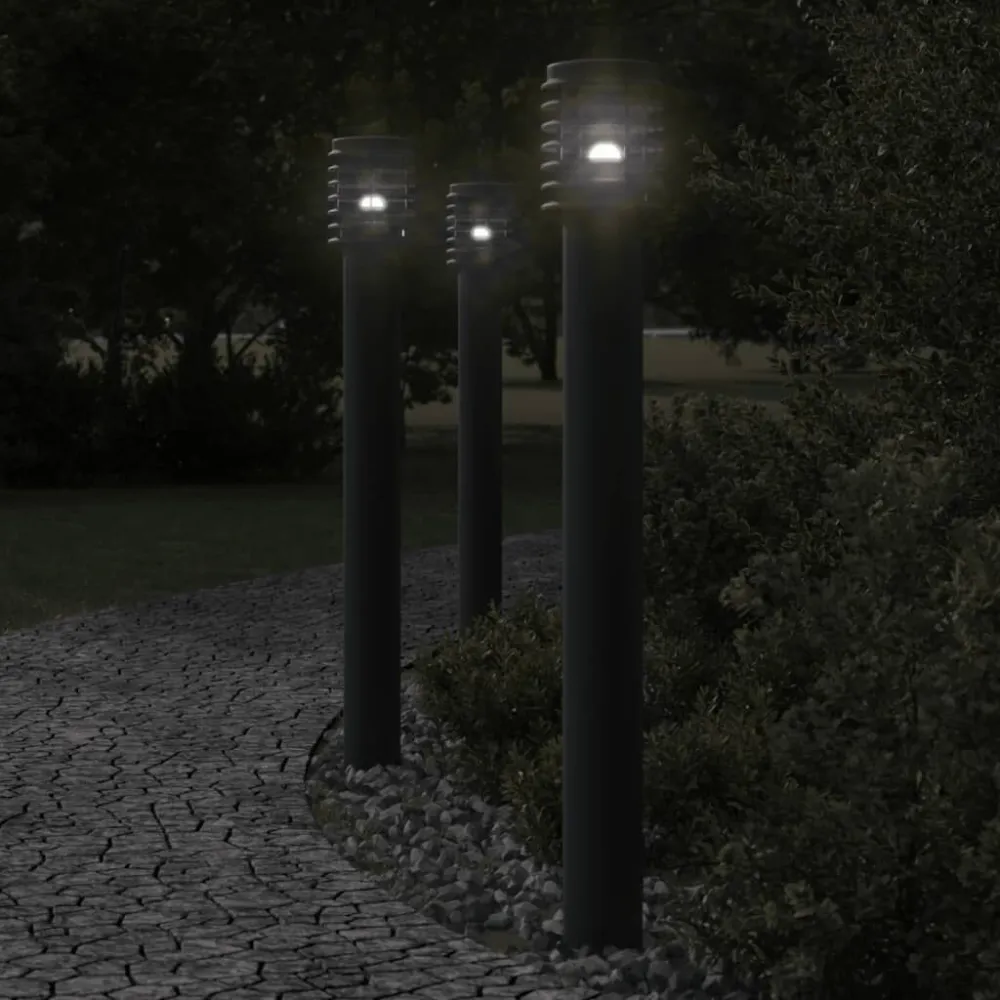 Candeeiro de chão para exterior 110 cm ço inoxidável preto Bateria de Lítio