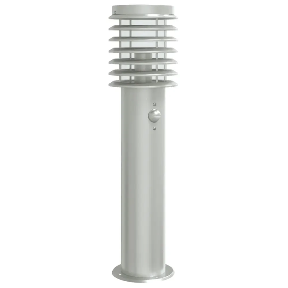 Candeeiro de chão para exterior com sensor 60cm ço inox. prateado com Sensor de Movimento PIR