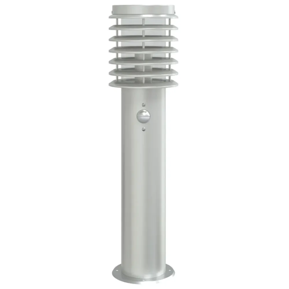 Candeeiro de chão para exterior com sensor 60cm ço inox. prateado com Sensor de Movimento PIR