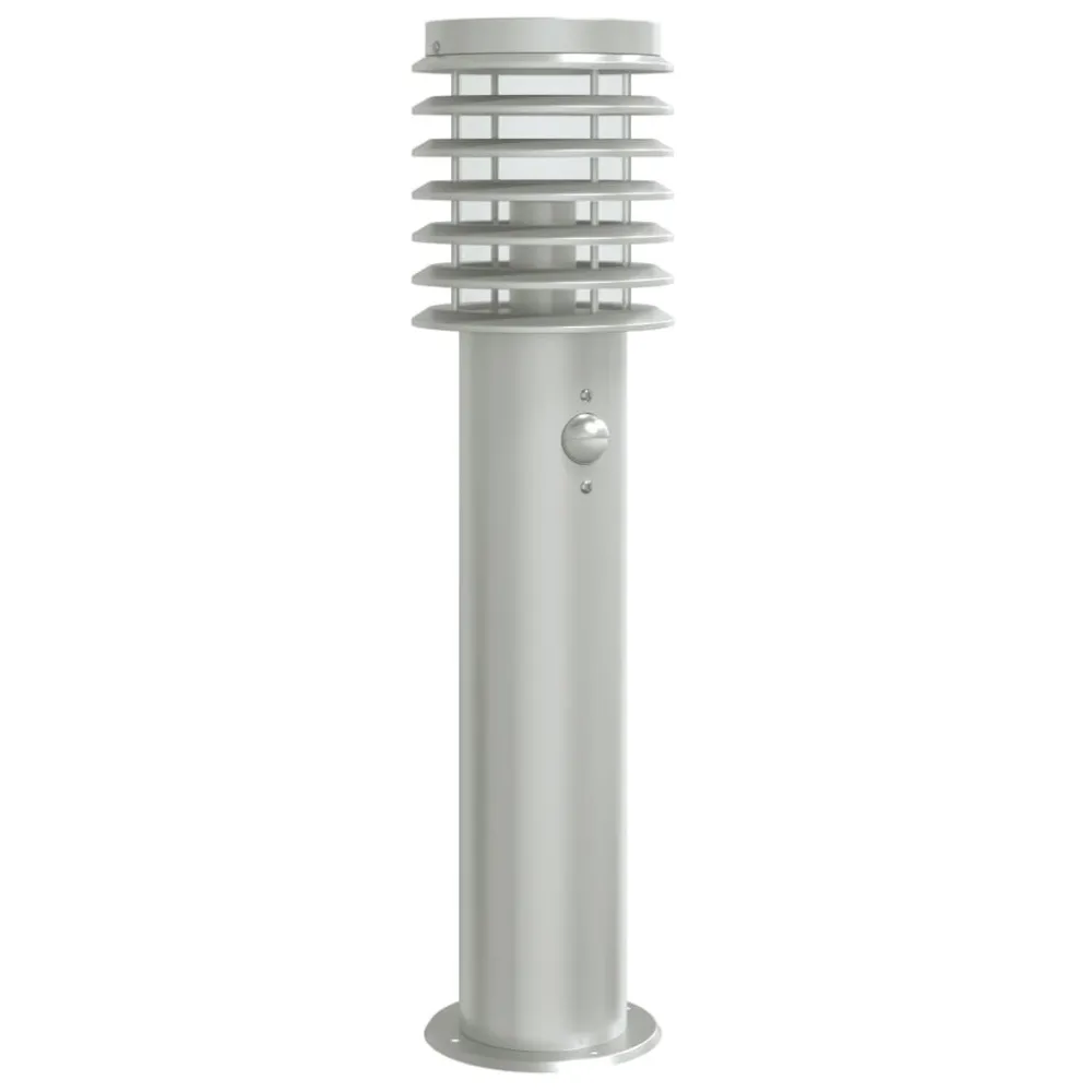 Candeeiro de chão para exterior com sensor 60cm ço inox. prateado com Sensor de Movimento PIR