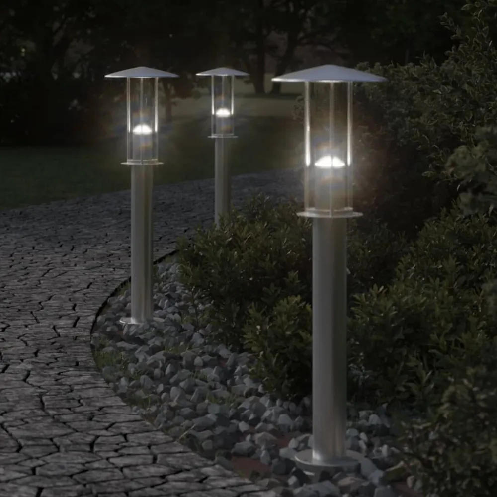 Candeeiro de chão para exterior 60 cm ço inoxidável prateado para Jardim e Pátio