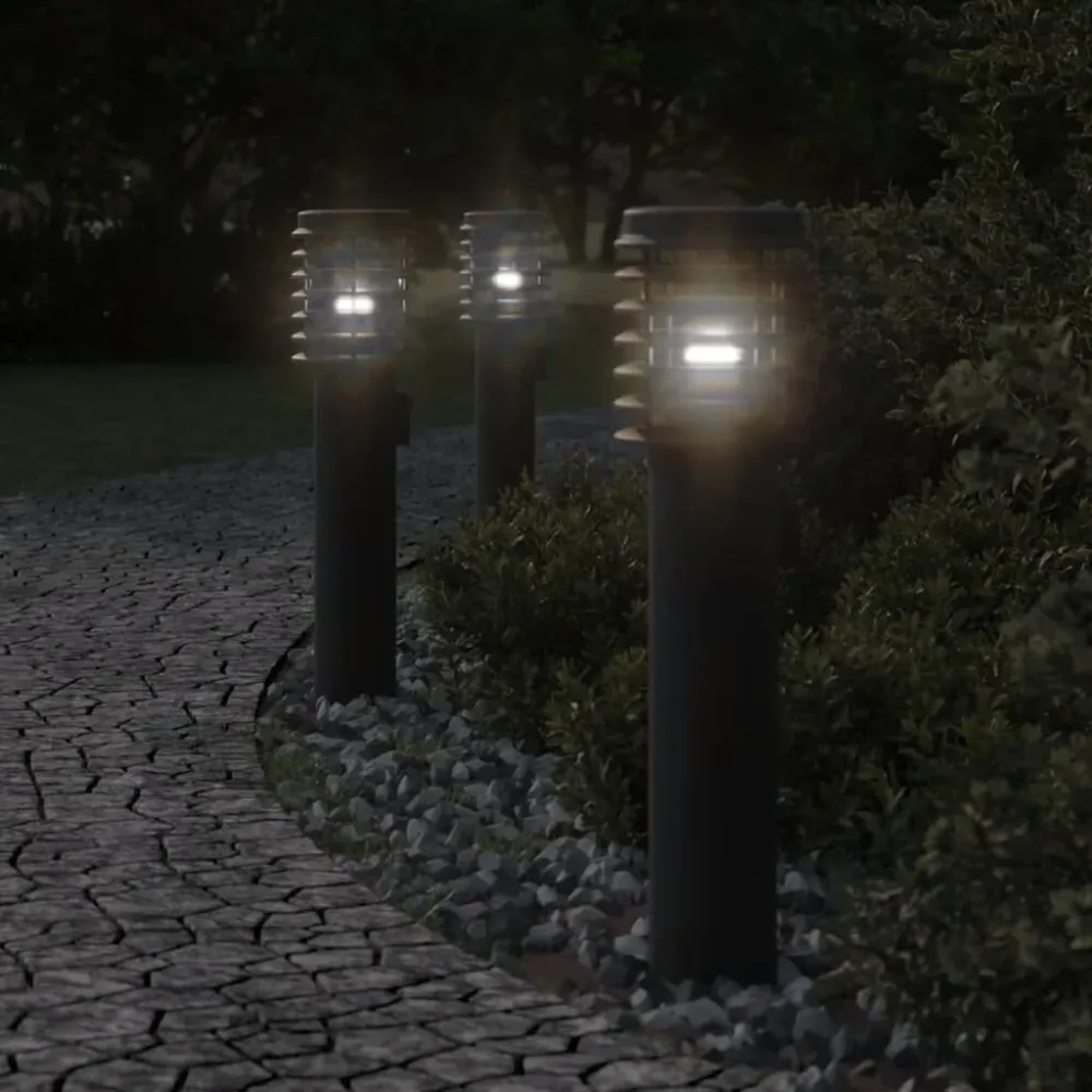 Candeeiro de chão para exterior 60 cm ço inoxidável preto para Jardim e Pátio