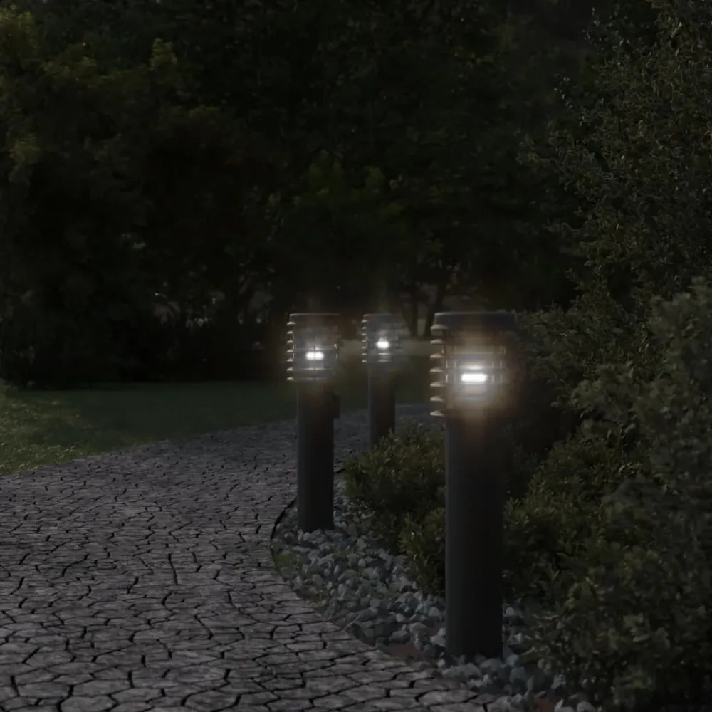 Candeeiro de chão para exterior 60 cm ço inoxidável preto para Jardim e Pátio