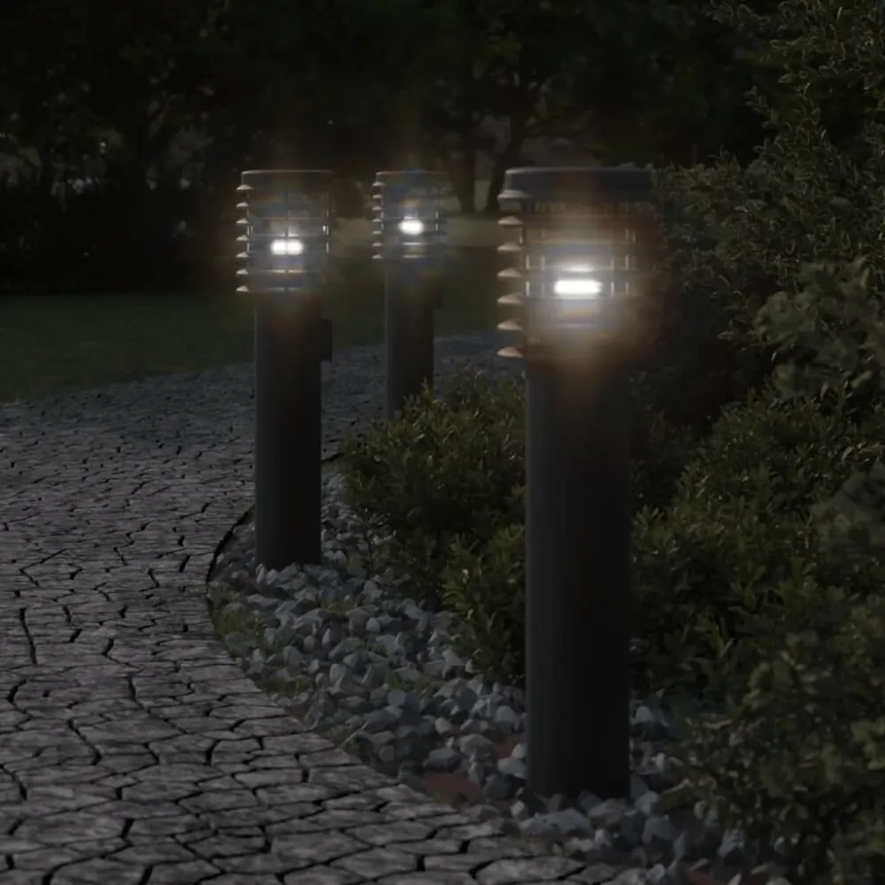 Candeeiro de chão para exterior 60 cm ço inoxidável preto para Jardim e Pátio