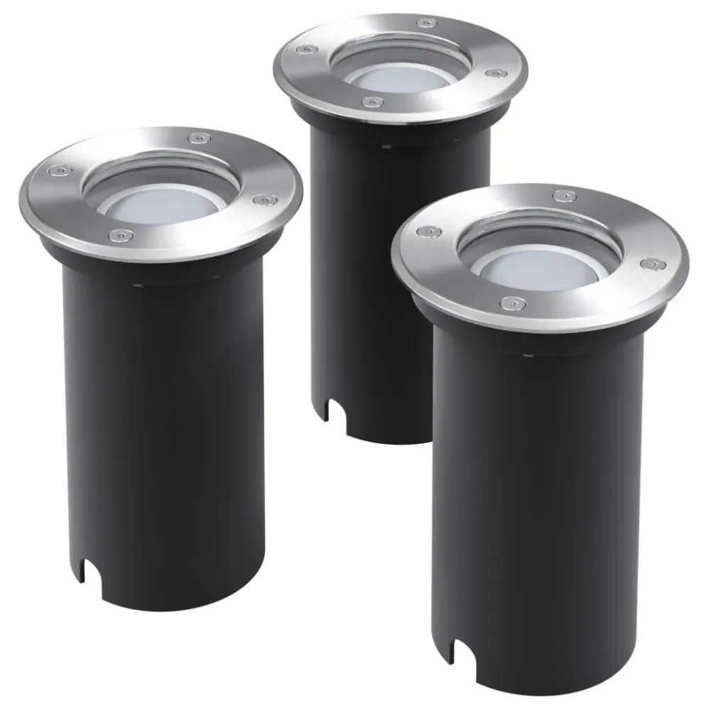Iluminação LED para piso exterior, 3 pcs, redondo com Painel Solar Integrado