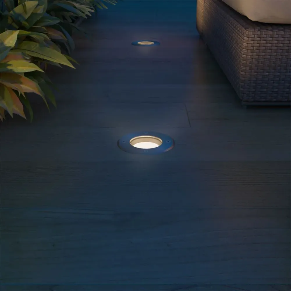 Iluminação LED para piso exterior, 3 pcs, redondo com Painel Solar Integrado
