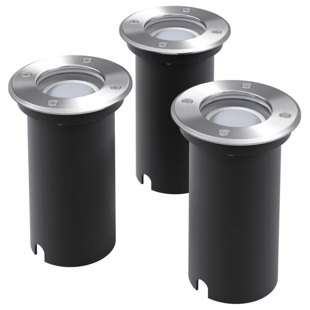 Iluminação LED para piso exterior, 3 pcs, redondo com Painel Solar Integrado