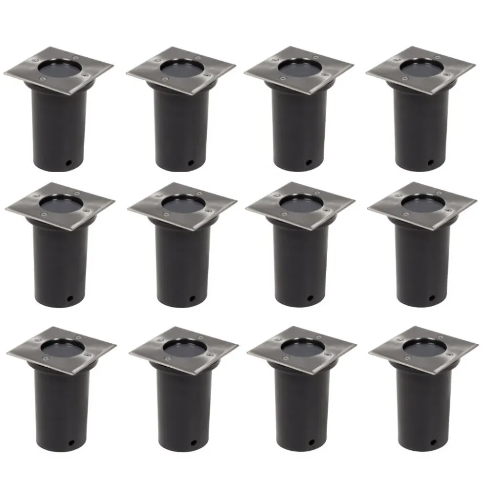 Spot de Embutir Iluminação para chão de exterior 12 pcs quadrado
