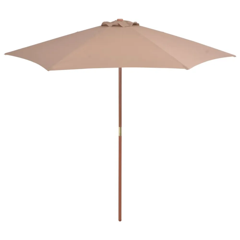 Guarda-sol exterior com poste madeira 270 cm cinza-acastanhado (À Prova de Intempéries)