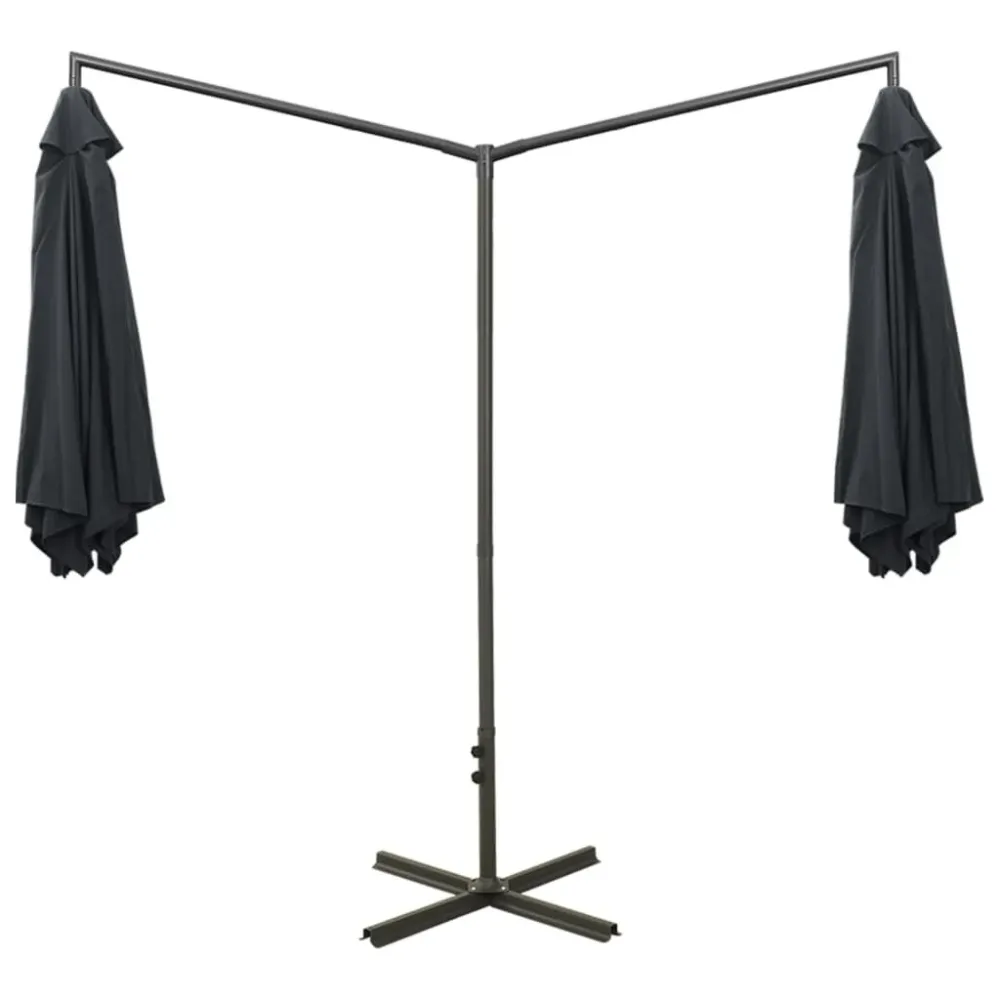 Luminária de Parede Externa Guarda-sol de jardim duplo com poste de ço 600 cm antracite