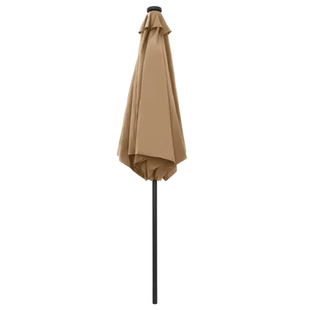 Poste de Jardim Guarda-sol com luzes LED/poste alumínio 270 cm cinza-acastanhado