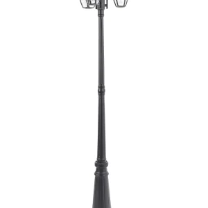 Poste de luz exterior para 3 lâmpadas preto 199 cm LEMRO Cor Branca Fria 6000K