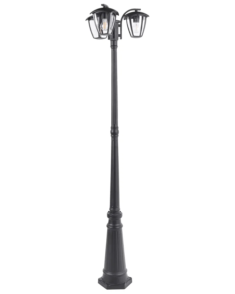 Poste de luz exterior para 3 lâmpadas preto 199 cm LEMRO Cor Branca Fria 6000K
