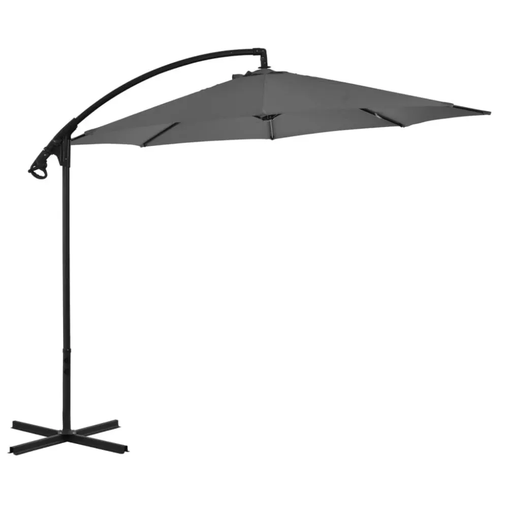 Projetor de Jardim Guarda-sol cantilever com poste de ço 300 cm antracite
