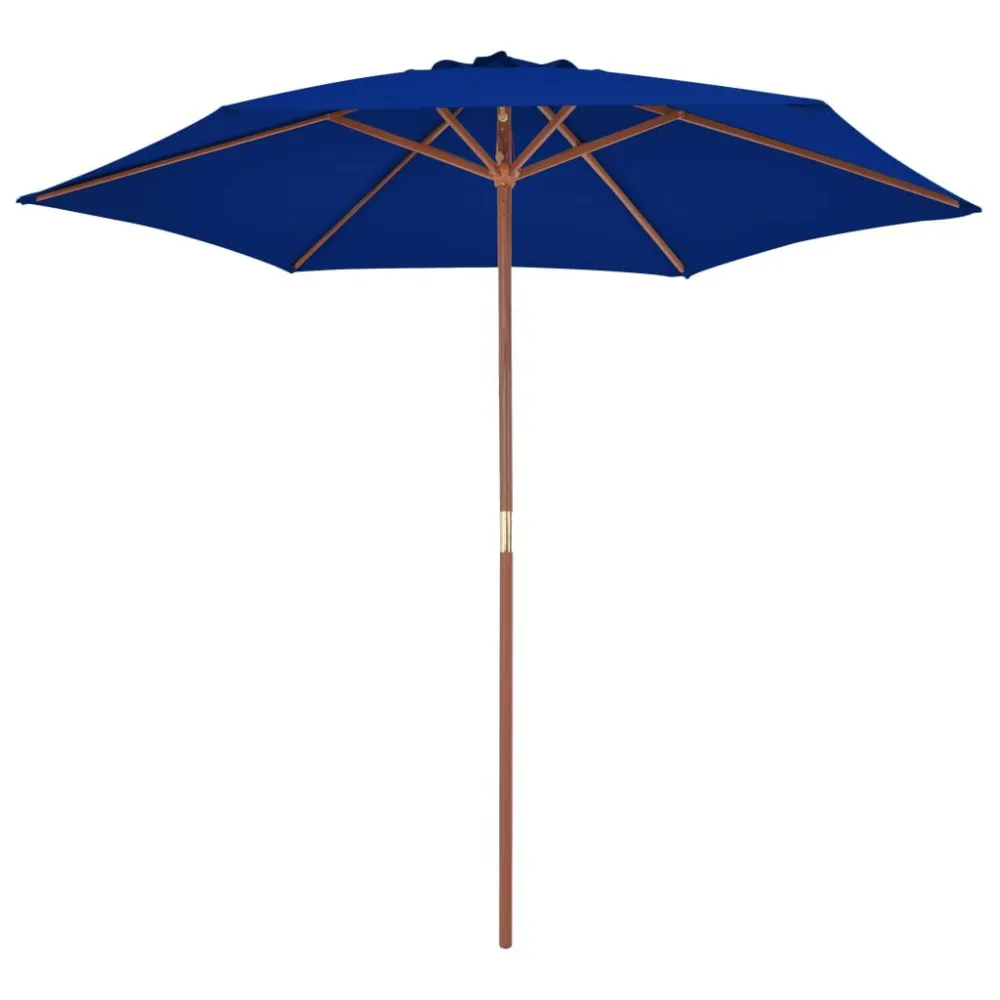 Projetor de Jardim Guarda-sol de jardim com poste de madeira 270 cm azul