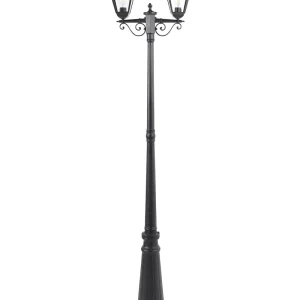 Projetor de Jardim Poste de luz exterior para 2 lâmpadas preto 222 cm SUKRI