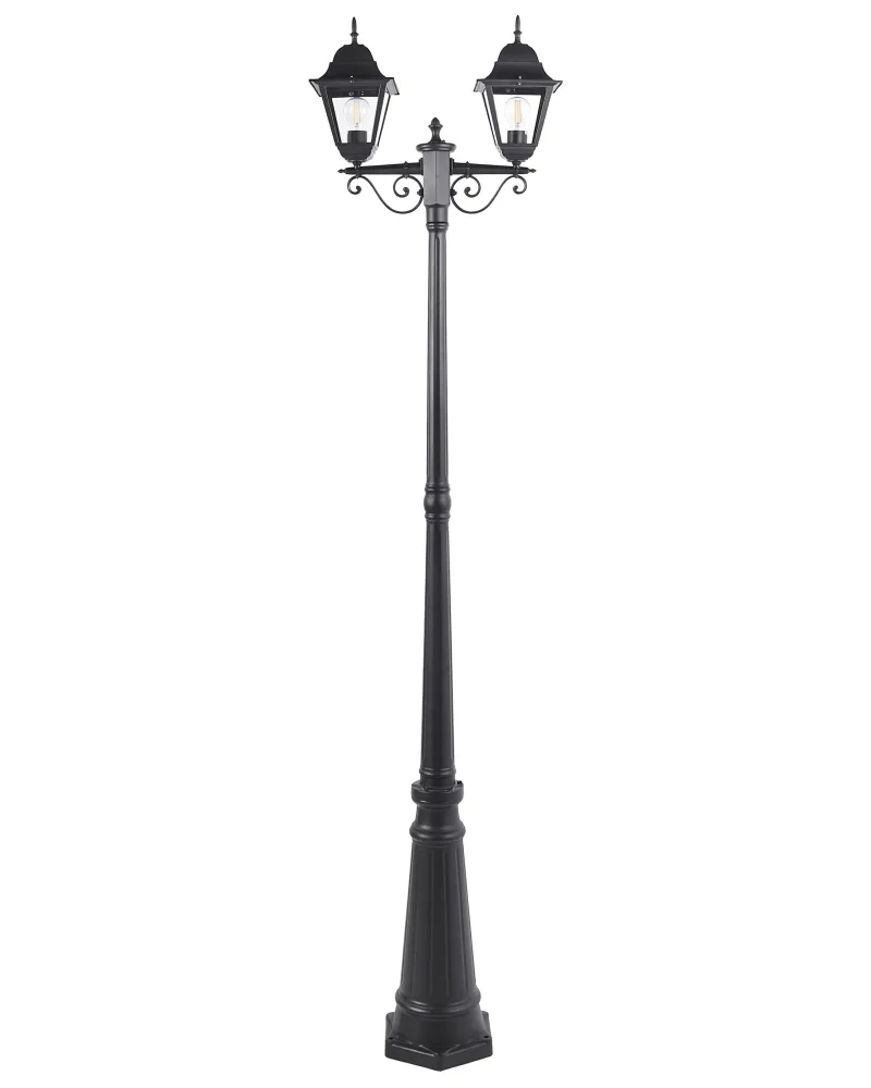 Projetor de Jardim Poste de luz exterior para 2 lâmpadas preto 222 cm SUKRI