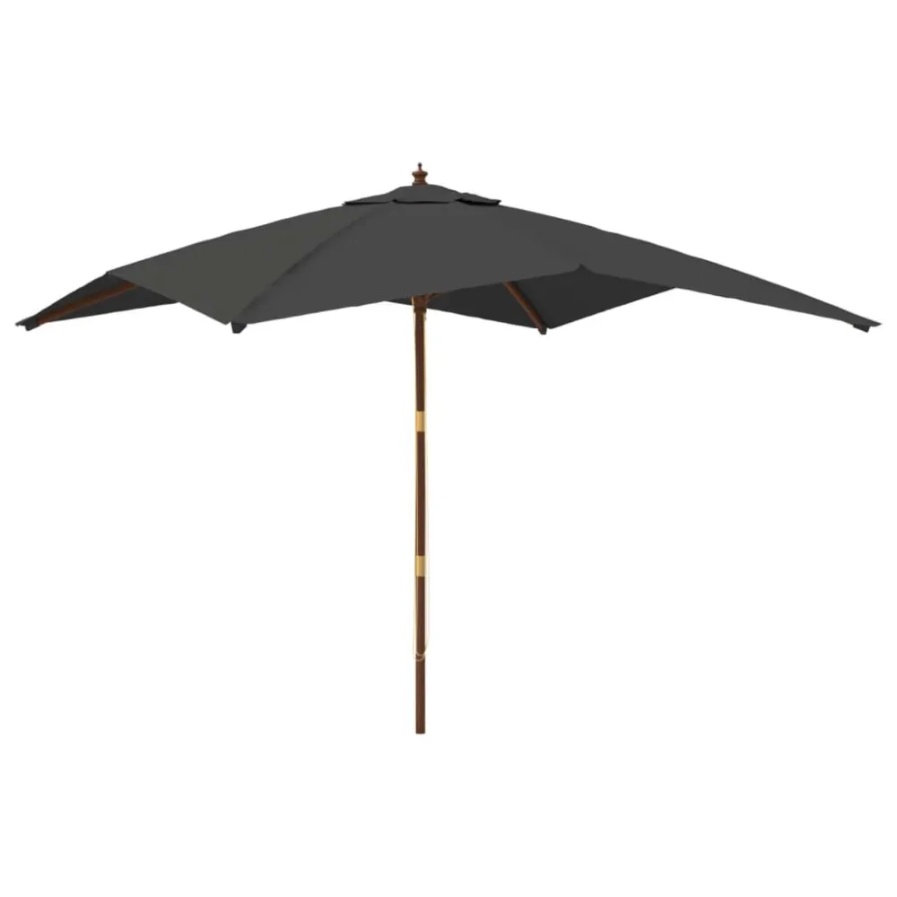 Refletor LED Solar Guarda-sol de jardim com poste madeira 300x300x273 cm antracite