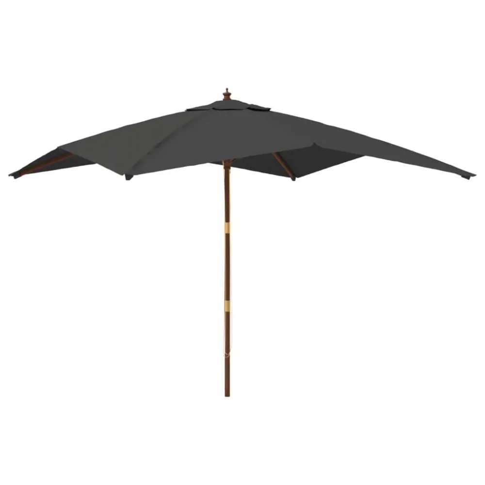 Refletor LED Solar Guarda-sol de jardim com poste madeira 300x300x273 cm antracite