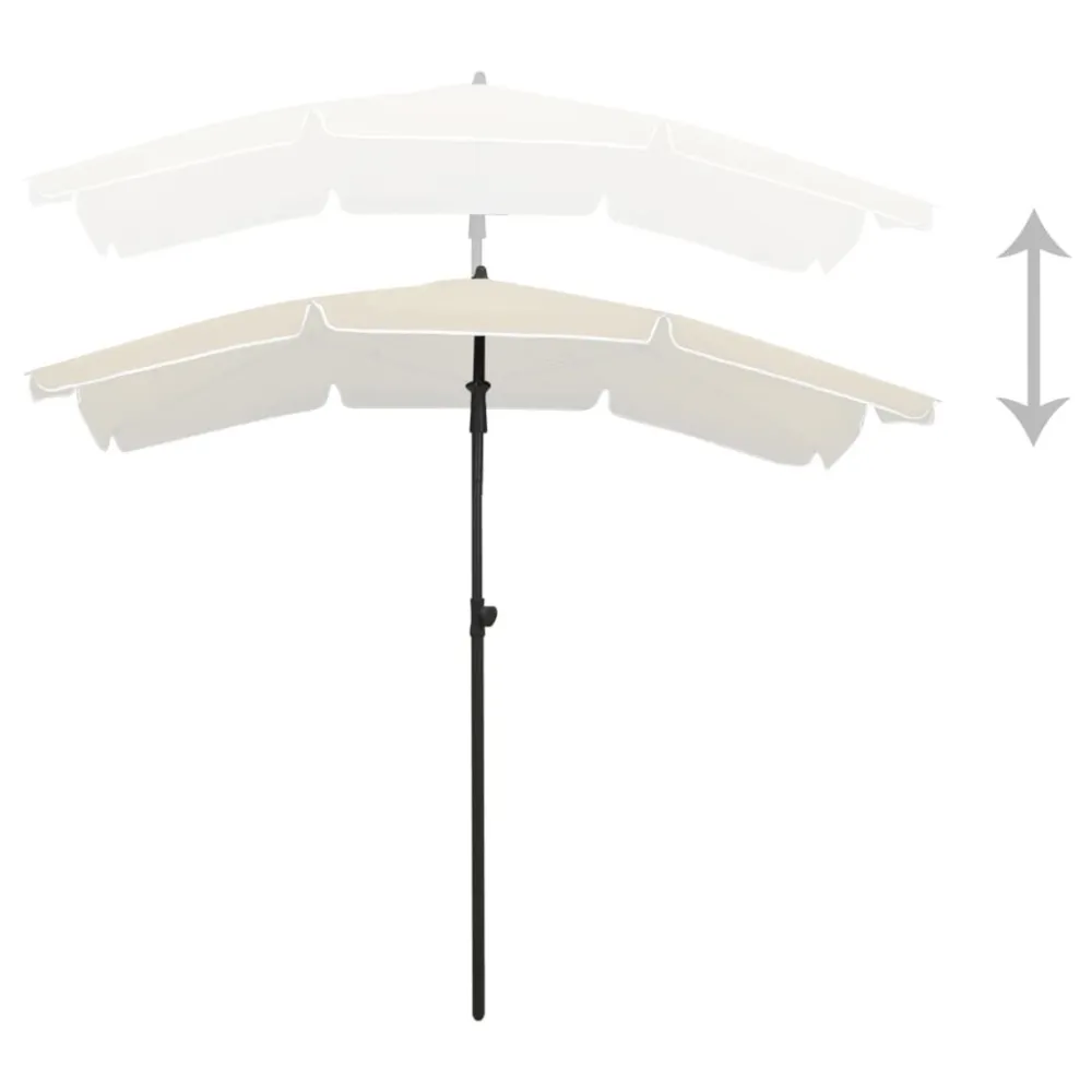 Resistente à Intempérie Guarda-sol de jardim com poste 200x130 cm cor areia