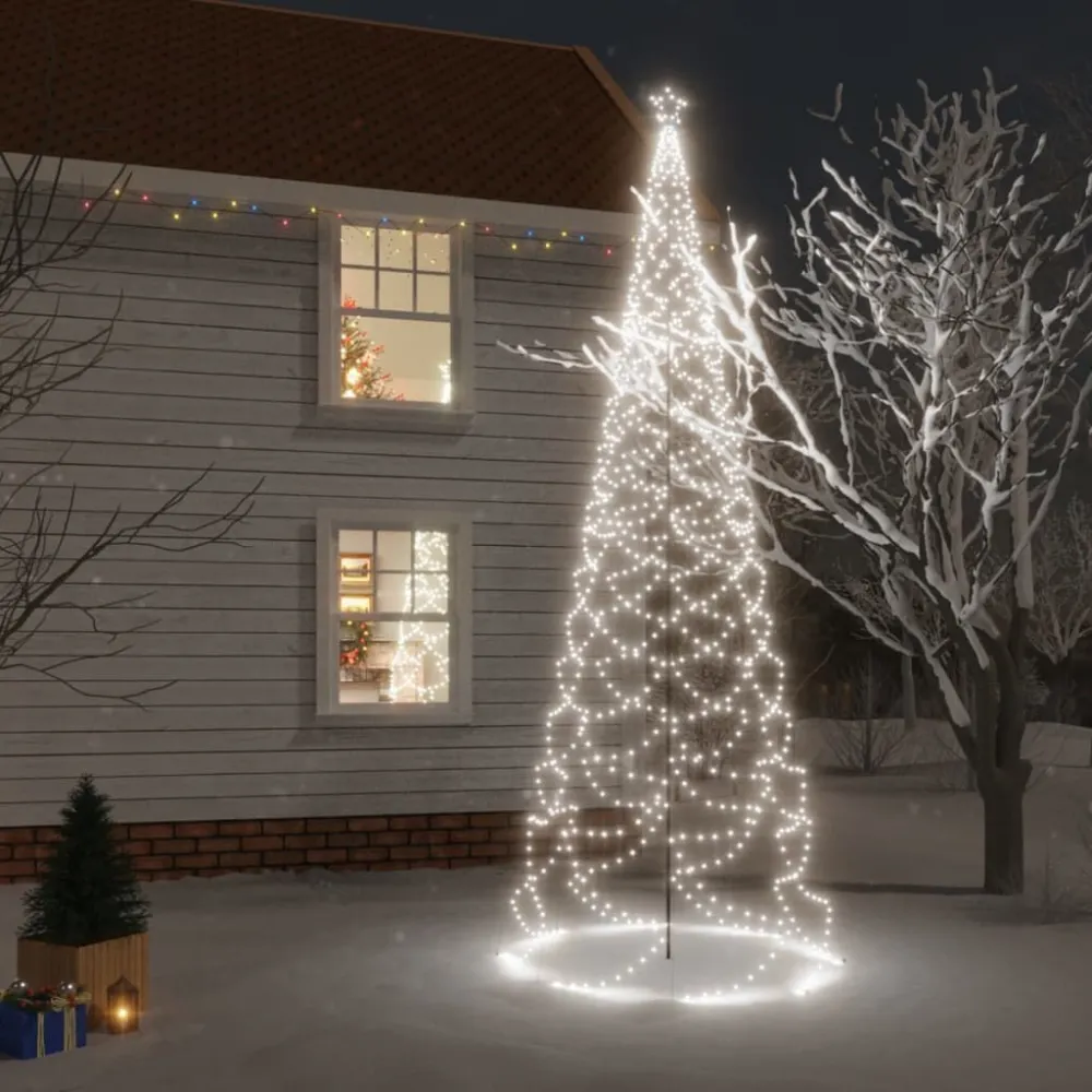 Árvore de Natal com poste metálico 1400 luzes LED 5 m branco frio