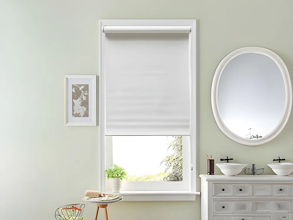 Estor opaco em poliéster - 60 x 180 cm - Branco - MARRILA em Bronze Escovado