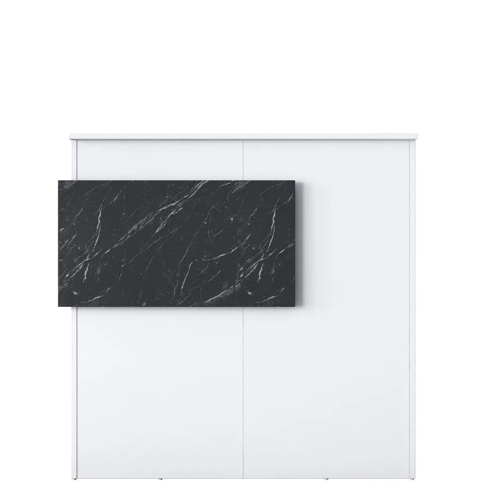 Lustre de Cristal Premium Balcão de recepção Luxar L110cm Branco e Efeito mármore Preto