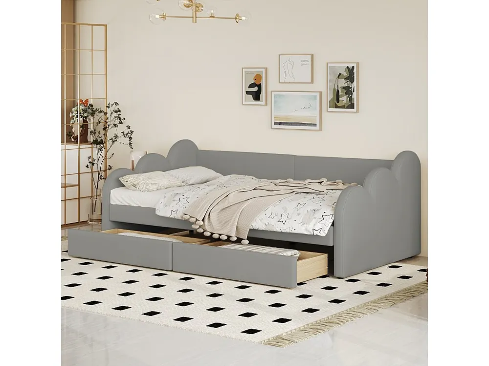Banqueta iluminada rembourré e similicuir 90x200cm - com 2 tabuleiros - Cinza | IP44 | para Banheiro