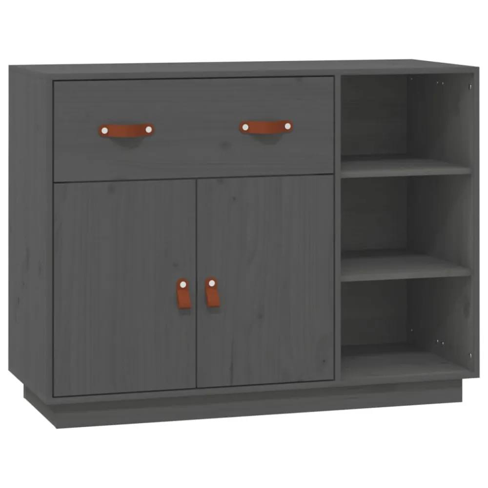 Mesa consola 98,5x40x75 cm madeira de pinho maciç cinza com Estrutura em Alumínio