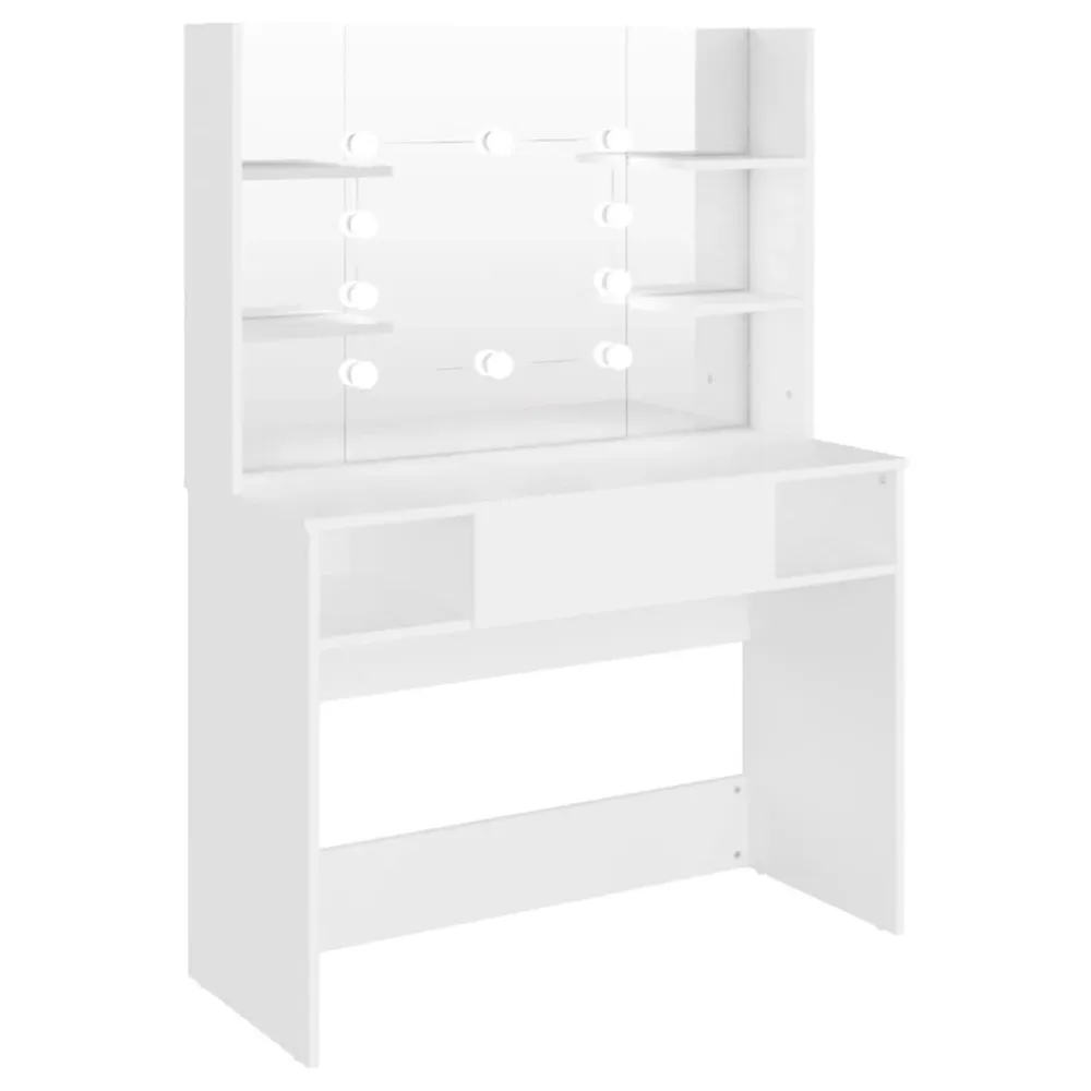 Mesa de maquilhagem com luzes LED 100x40x135 cm MDF branco com Controle Remoto