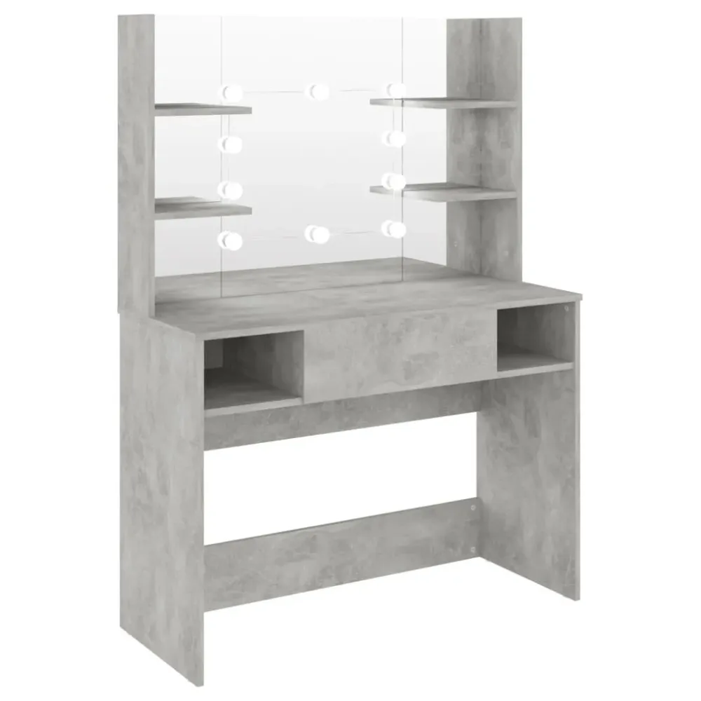 Plafon de LED Mesa de maquilhagem com luzes LED 100x40x135cm MDF cinza cimento