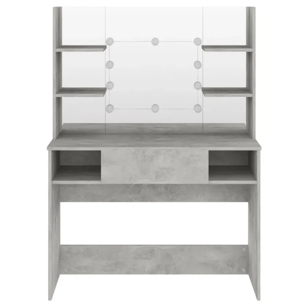 Plafon de LED Mesa de maquilhagem com luzes LED 100x40x135cm MDF cinza cimento