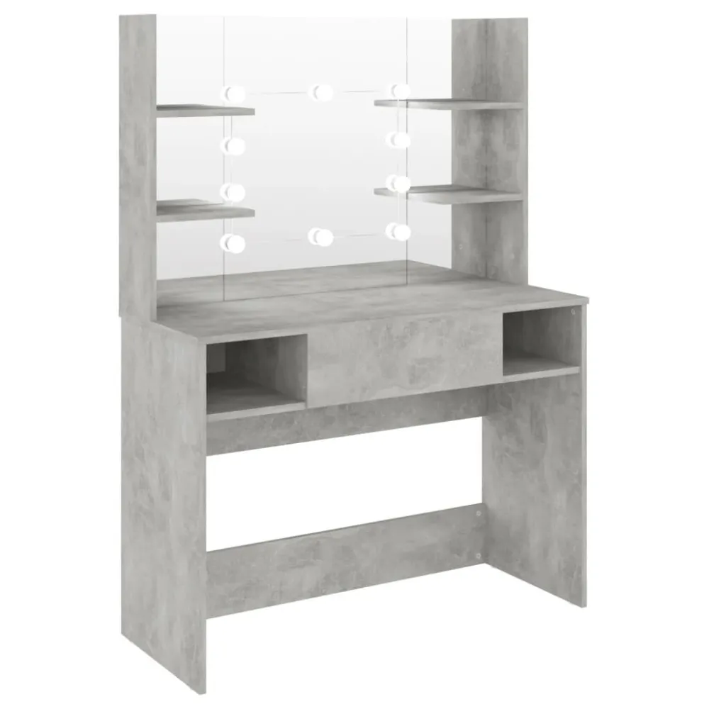Plafon de LED Mesa de maquilhagem com luzes LED 100x40x135cm MDF cinza cimento