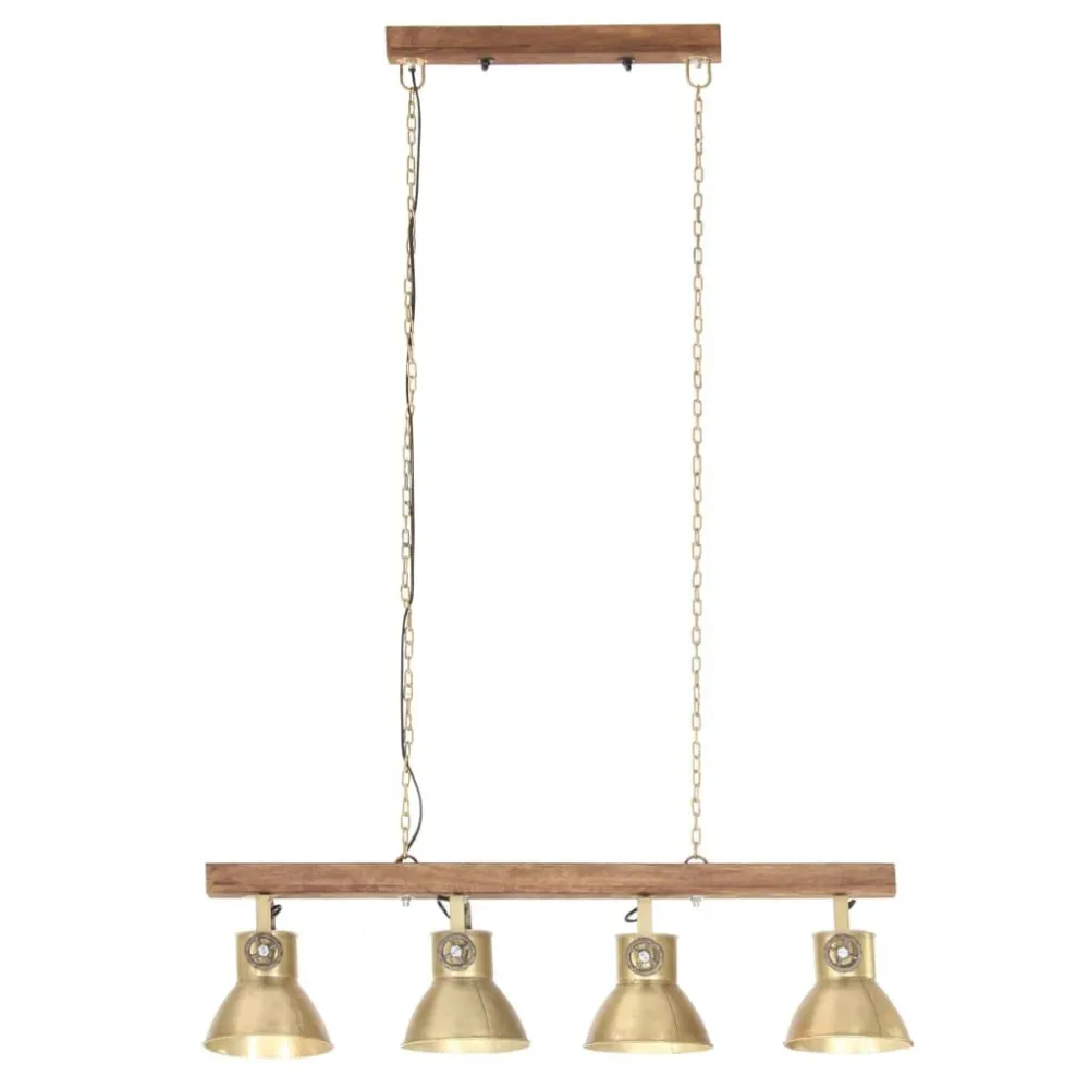 Candeeiro de teto industrial E27 madeira de mangueira bronzeado