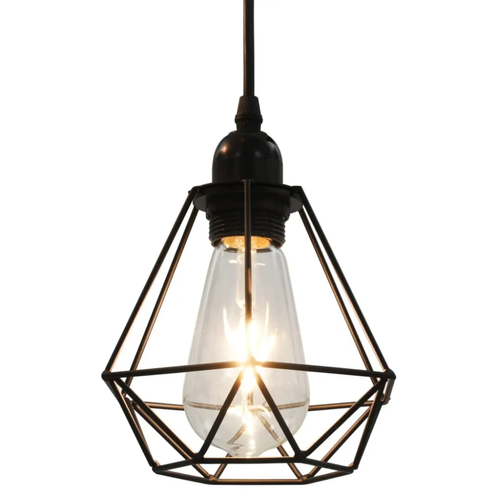 Lustre de Cristal Premium Candeeiro de teto com design diamante 3 lâmpadas E27 preto