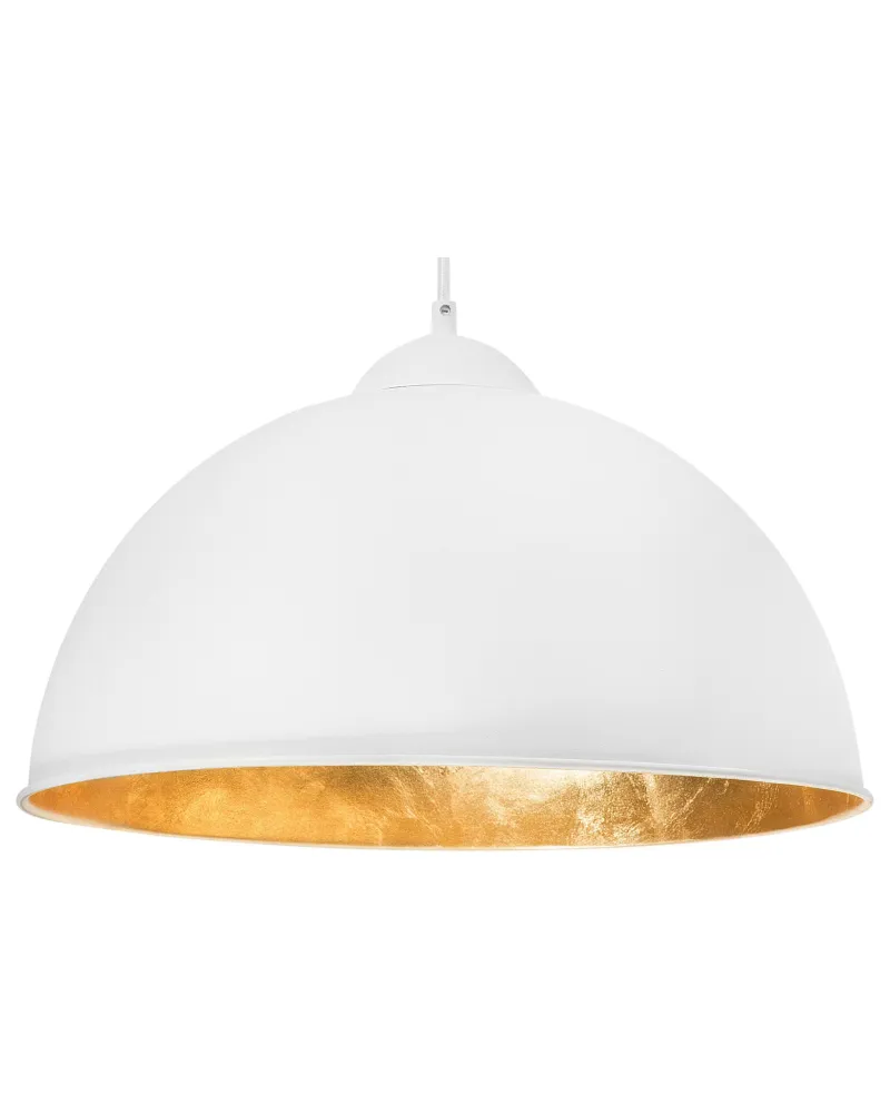 Candeeiro de teto branco e dourado CETINA para Teto de Gesso Acartonado