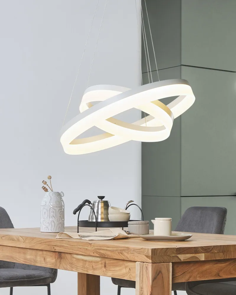 Candeeiro de teto com LED em metálico branco PUZI