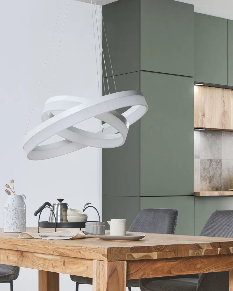 Candeeiro de teto com LED em metálico branco PUZI