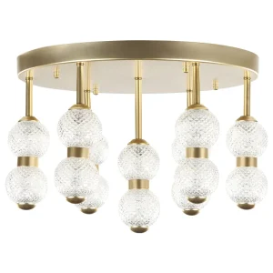 Candeeiro de teto LED em metálico dourado YOWAKA
