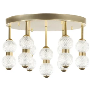 Candeeiro de teto LED em metálico dourado YOWAKA