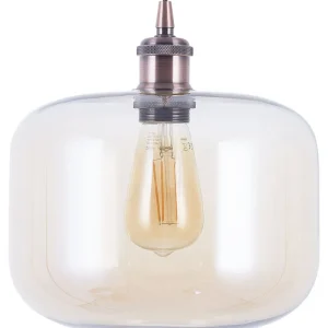 Candeeiro de teto em metálico e vidro cor de cobre LANATA (Design Minimalista)