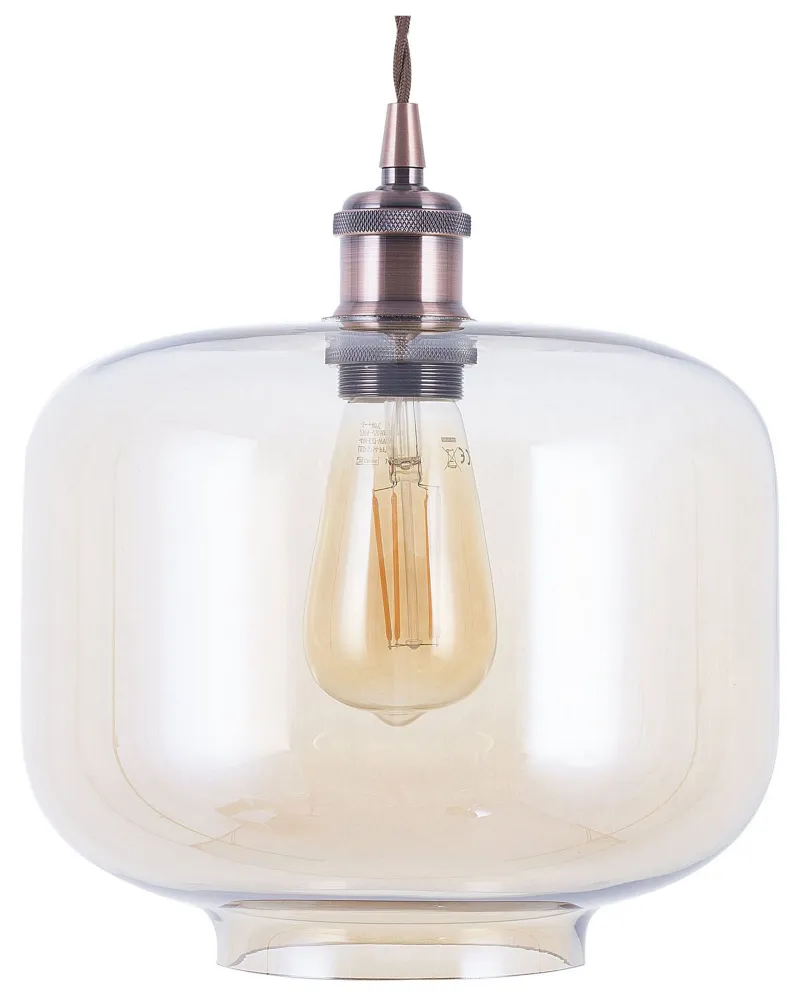 Candeeiro de teto em metálico e vidro cor de cobre LANATA (Design Minimalista)