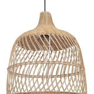 Candeeiro de teto em rattan cor autêntico PANGANI com Difusor Opalino