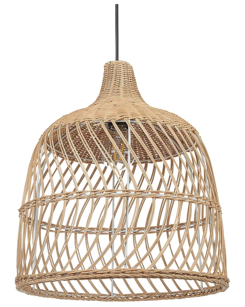Candeeiro de teto em rattan cor autêntico PANGANI com Difusor Opalino